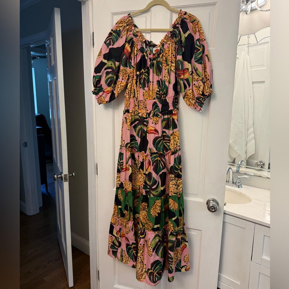 FARM Rio Vibrant Floral Tucan Maxi Dress